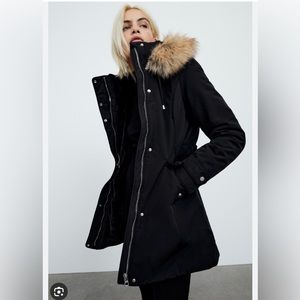 Zara Water Repellant Puffer Parka Size Small